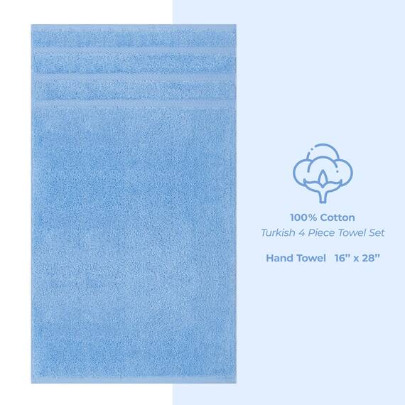 American Soft Linen Luxus-Handtücher für Badezimmer, 600 g/m², 100 % Baumwolle, türkisches 4-teiliges Handtuch-Set, Handtücher für Küche, Himmelblau