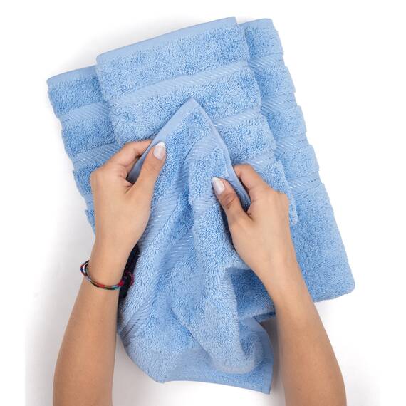 American Soft Linen Luxuriöses 4-teiliges Badetuch-Set, 100% Baumwolle, türkische Badetücher für Badezimmer, 68,6 x 137,2 cm, große Badezimmer-Duschtücher, Himmelblau