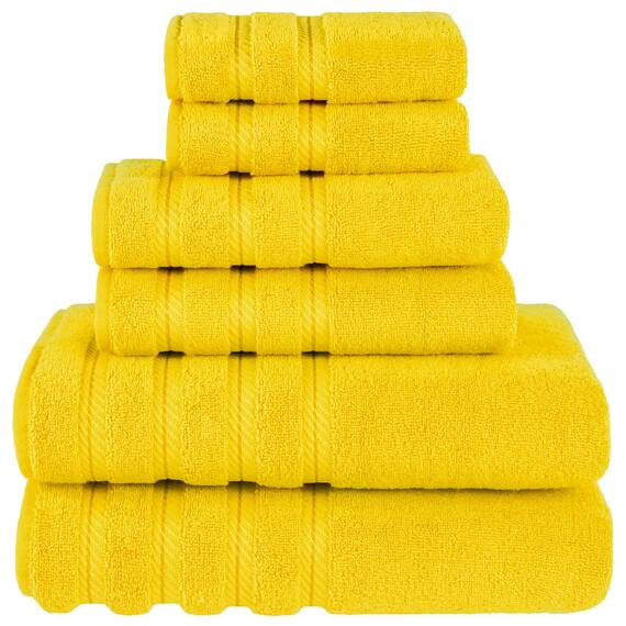 American Soft Linen Handtuch-Set, 100 % Carde-Baumwolle, 6-teilig, 590 g/m², schwer, weich, saugfähig, türkische Handtücher für Badezimmer, Sonnengelb