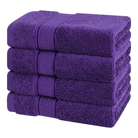 American Soft Linen Salem Waschlappen-Sets, 4-teilig, luxuriös, 600 g/m², 100 % Baumwolle, Waschlappen für Badezimmer, 33 x 33 cm, hochwertige Handtücher, Lila