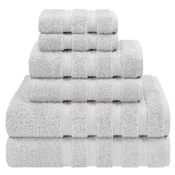 American Soft Linen Luxuriöses 6-teiliges Handtuch-Set, 2 Badetücher, 2 Handtücher, 2 Waschlappen, 100% türkische Baumwolle, Handtücher für Badezimmer, silbergraue Handtuch-Sets