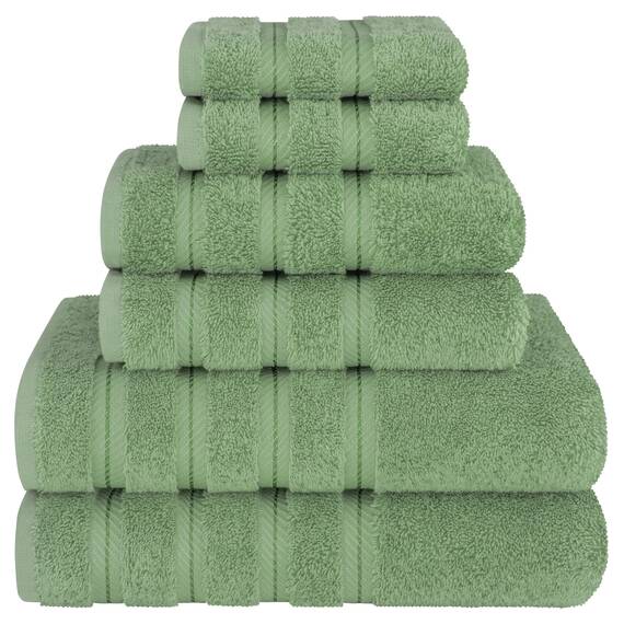 American Soft Linen, Handtuch-Set, 100% türkische Baumwolle, 6-teilig, saugfähig, langlebig, weich und flauschig, für Hotel- und Spa-Badetücher, 610 g/m², 2 Badetücher (Badwäsche-Set, Salbeigrün)