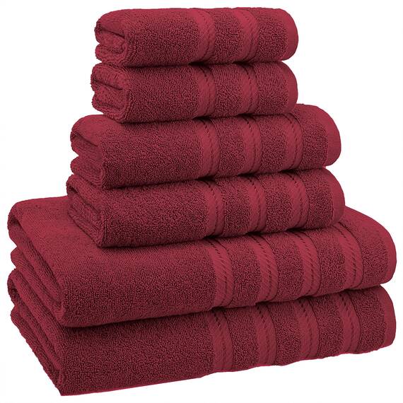 Premium, Luxus Hotel & Spa, 6-teiliges Handtuch-Set, Türkisch Handtücher, Baumwolle für maximale Weichheit und Saugkraft von American Weich, [Worth 78.95] Modern 27Wx54L, 16Wx28L, 13Wx13L Bordeaux