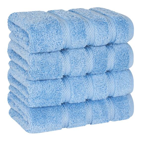 American Soft Linen Luxus-Handtücher für Badezimmer, 600 g/m², 100 % Baumwolle, türkisches 4-teiliges Handtuch-Set, Handtücher für Küche, Himmelblau