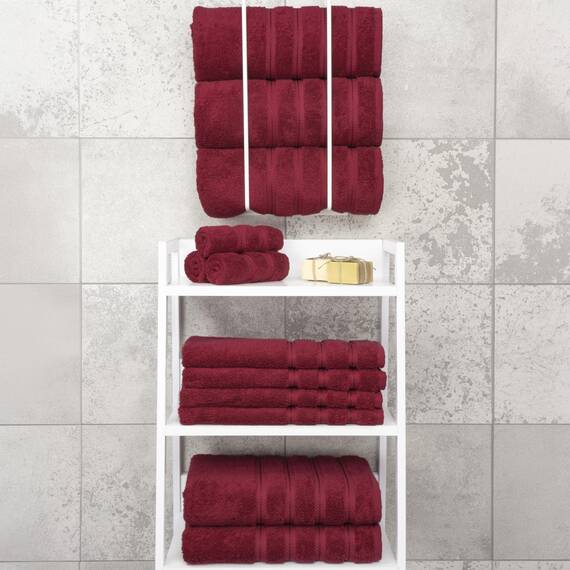 American Soft Linen, 4-teiliges Badetuch-Set, 100% türkische Baumwolle, 27 in 54 in Badetücher für Badezimmer, weiche, saugfähige Badetücher, extra groß, schnell trocknende Duschtücher, Burgunderrot