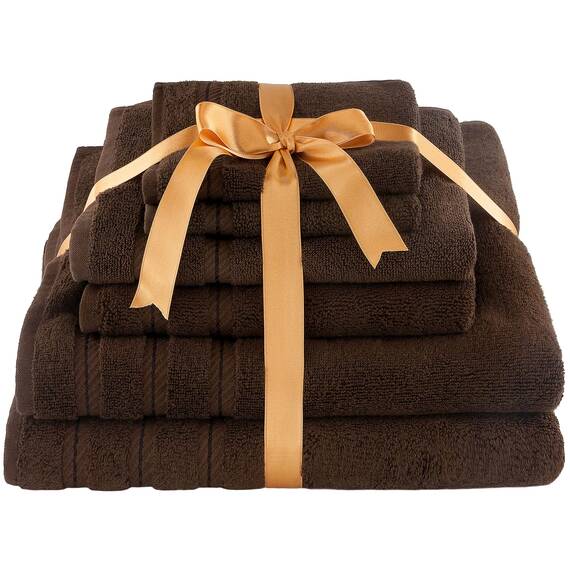 American Soft Linen, Handtuch-Set, 100% türkische Baumwolle, 6-teilig, saugfähig, langlebig, weich und flauschig, für Hotel- und Spa-Badetücher, 610 g/m², 2 Badetücher (Badwäsche-Set, braun)