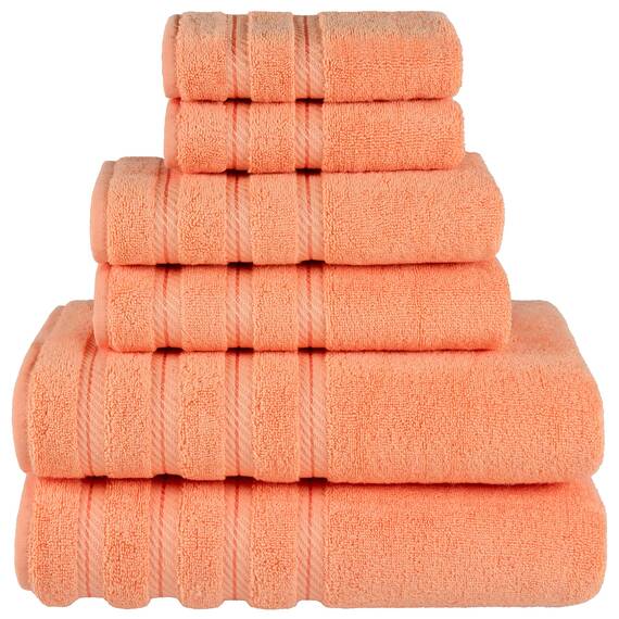 American Soft Linen, 6-teiliges Handtuch-Set, 100% türkische Baumwolle, saugfähig, langlebig, weich und flauschig, Hotel- und Spa-Badehandtücher, 610 g/m², Badwäsche-Set, Malibu Pfirsichfarben
