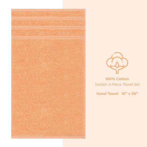 American Soft Linen Luxus-Handtücher für Badezimmer, 600 g/m², 100 % Baumwolle, türkisches 4-teiliges Handtuch-Set, Handtücher für Küche, Pfirsich