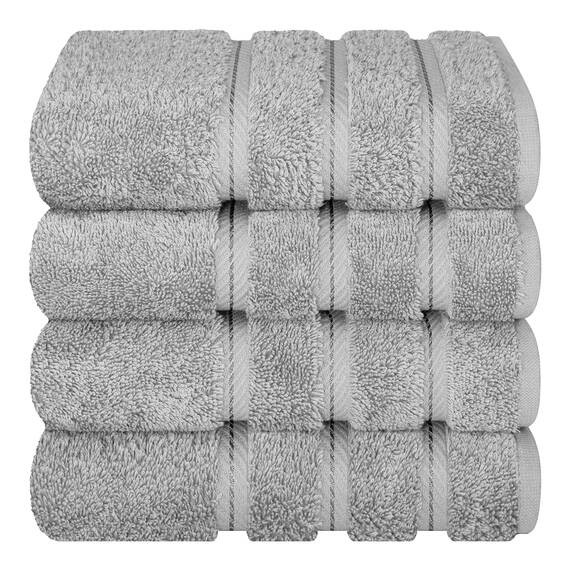 American Soft Linen Luxus-Handtuch-Set für Badezimmer und Küche - 4-teilig, 100% Baumwolle, Türkisch, 600 g/m², Hellgrau