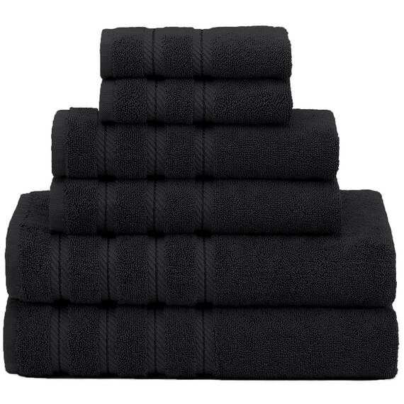 American Soft Linen, Handtuch-Set, 100% türkische Baumwolle, 6-teilig, saugfähig, langlebig, weich und flauschig, für Hotel- und Spa-Badetücher, 610 g/m², 2 Badetücher (Badwäsche-Set, schwarz)