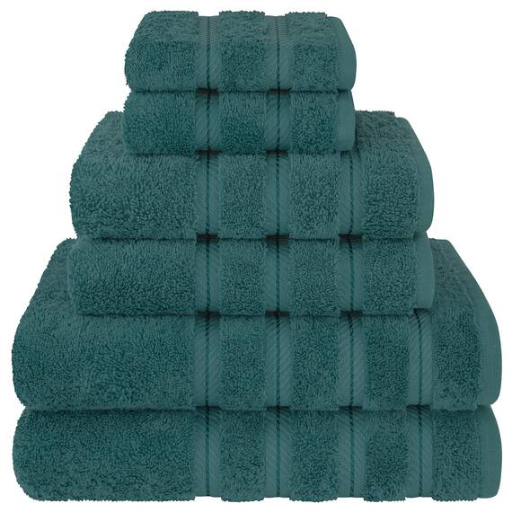 American Soft Linen Luxuriöses 6-teiliges Handtuch-Set, 2 Badetücher, 2 Handtücher, 2 Waschlappen, 100% Baumwolle, türkische Handtücher für Badezimmer, Blaugrün