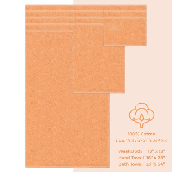 American Soft Linen Premium 3-teiliges Handtuch-Set, 1 Badetuch, 1 Handtuch, 1 Waschlappen, 100% Baumwolle, türkische Handtücher für Badezimmer, Pfirsich
