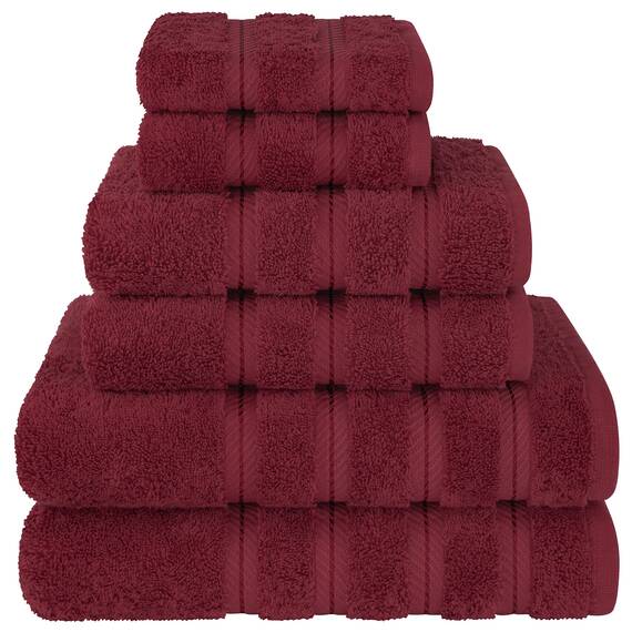 American Soft Linen Luxuriöses 6-teiliges Handtuch-Set, 2 Badetücher, 2 Handtücher, 2 Waschlappen, 600 g/m², 100 % Baumwolle, türkische Handtücher für Badezimmer, Bordeauxrot