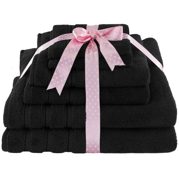 American Soft Linen, Handtuch-Set, 100% türkische Baumwolle, 6-teilig, saugfähig, langlebig, weich und flauschig, für Hotel- und Spa-Badetücher, 610 g/m², 2 Badetücher (Badwäsche-Set, schwarz)