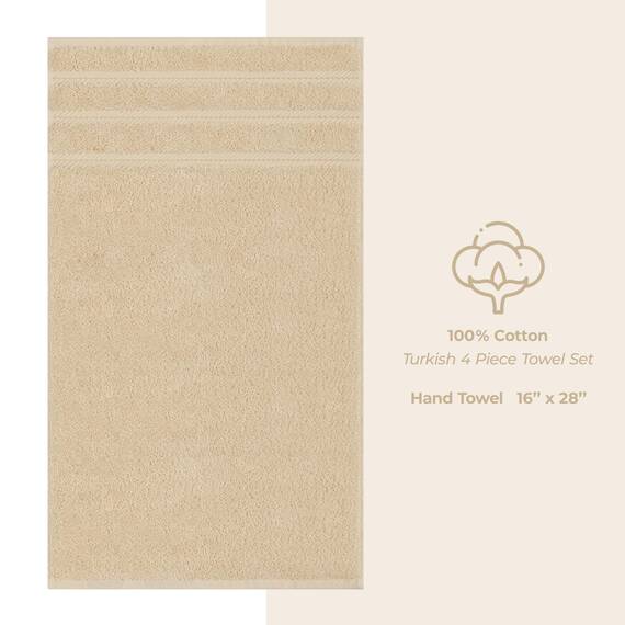 American Soft Linen Handtücher, Handtuch 4er Set, 100% Türkische Baumwolle Handtücher für Badezimmer, Handtücher für Küche, Beige Handtuch