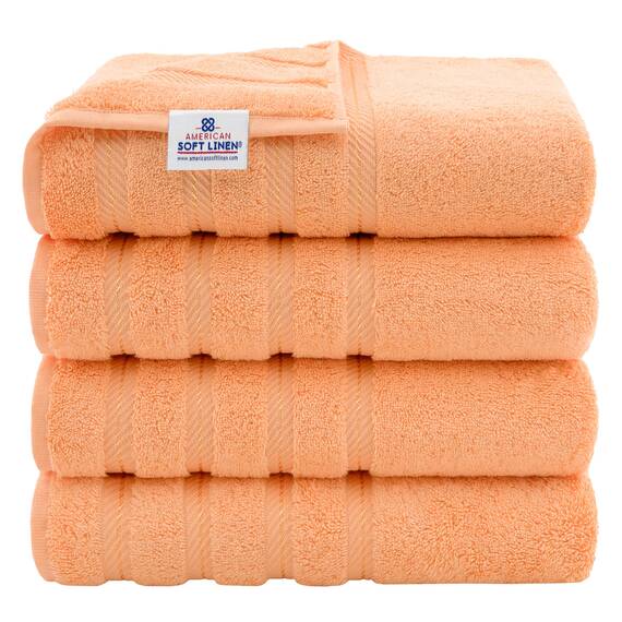 American Soft Linen Luxuriöses 4-teiliges Badetuch-Set, 100% Baumwolle, türkische Badetücher für Badezimmer, 68,6 x 137,2 cm, extra große Badezimmer-Duschtücher, Malibu Badetücher