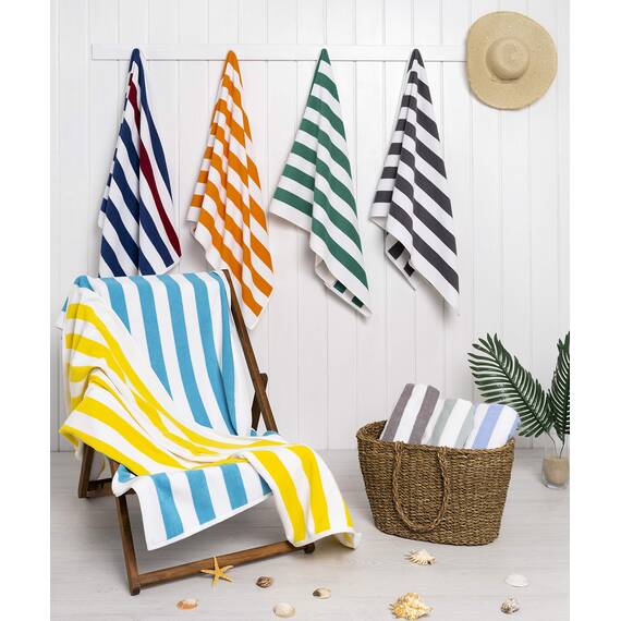 American Soft Linen Cabana gestreifte Strandtücher, 76,2 x 152,4 cm, 4 Stück, übergroße Pool-Handtücher, schnelltrocknend, sandfrei, Beige