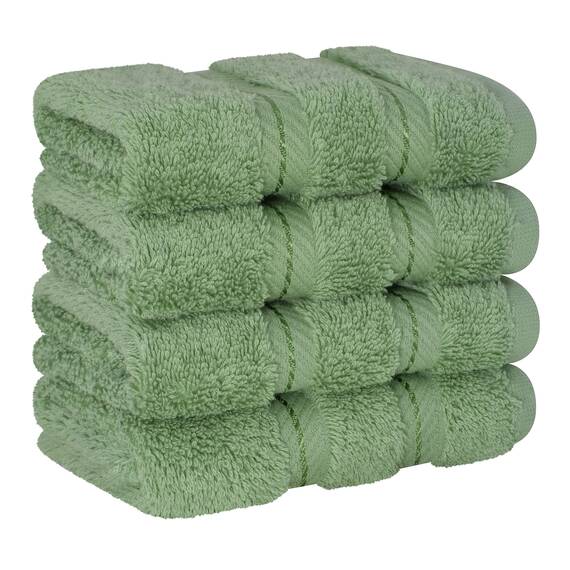 American Soft Linen Luxus-Waschlappen für Badezimmer, 100% Baumwolle, 4-teiliges türkisches Waschlappen-Set, 33 x 33 cm, weiche Lappen für Körper und Gesicht, Salbeigrün