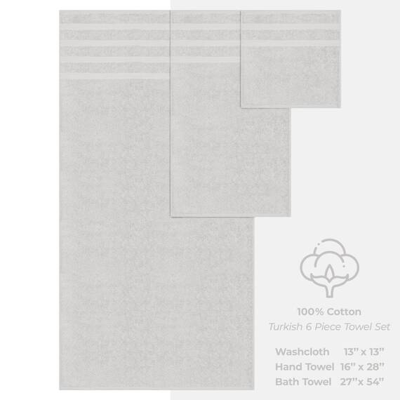 American Soft Linen Luxuriöses 6-teiliges Handtuch-Set, 2 Badetücher, 2 Handtücher, 2 Waschlappen, 100% türkische Baumwolle, Handtücher für Badezimmer, silbergraue Handtuch-Sets