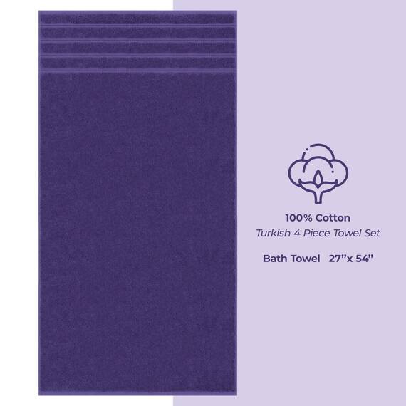 American Soft Linen Luxuriöses 4-teiliges Badetuch-Set, 100 % Baumwolle, türkische Badetücher für Badezimmer, 68,6 x 137,2 cm, extra große Badezimmer-Duschtücher, Violett
