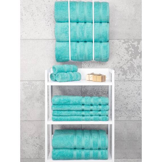 American Soft Linen Luxuriöses 4-teiliges Badetuch-Set, 100% Baumwolle, türkische Badetücher für Badezimmer, 68,6 x 137,2 cm, große Badezimmer-Duschtücher, türkisblaue Handtücher