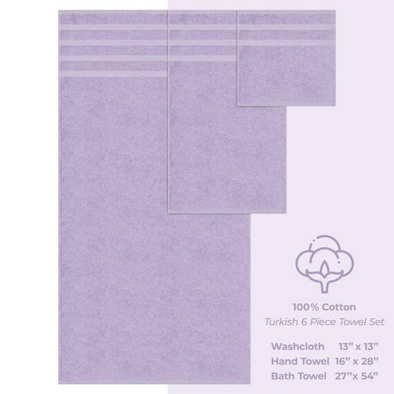 American Soft Linen Luxuriöses 6-teiliges Handtuch-Set, 2 Badetücher, 2 Handtücher, 2 Waschlappen, 100% Baumwolle, türkische Handtücher für Badezimmer, lila Handtuch-Sets