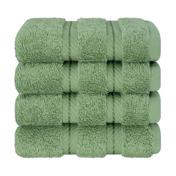 American Soft Linen Luxus-Waschlappen für Badezimmer, 100% Baumwolle, 4-teiliges türkisches Waschlappen-Set, 33 x 33 cm, weiche Lappen für Körper und Gesicht, Salbeigrün