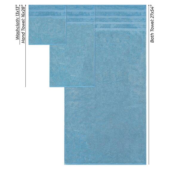American Soft Linen 100% Türkische Carde Baumwolle 6-teiliges Handtuch-Set, 560 GSM Handtücher für Badezimmer, Superweich, 2 Badetücher, 2 Handtücher, 2 Waschlappen, Hellblau