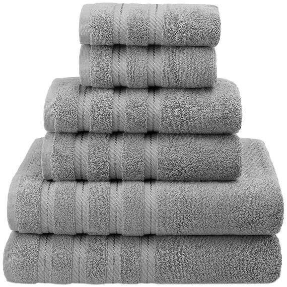 American Soft Linen, Handtuch-Set, 100% türkische Baumwolle, 6-teilig, saugfähig, langlebig, weich und flauschig, für Hotel- und Spa-Badetücher, 2 Handtücher (Badwäsche-Set, Rockridge Grey)