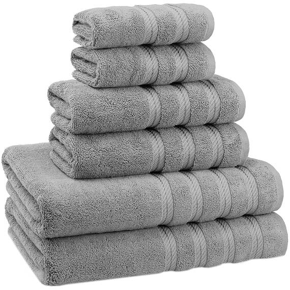 American Soft Linen, Handtuch-Set, 100% türkische Baumwolle, 6-teilig, saugfähig, langlebig, weich und flauschig, für Hotel- und Spa-Badetücher, 2 Handtücher (Badwäsche-Set, Rockridge Grey)