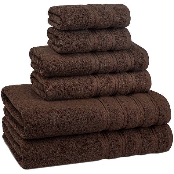 American Soft Linen, Handtuch-Set, 100% türkische Baumwolle, 6-teilig, saugfähig, langlebig, weich und flauschig, für Hotel- und Spa-Badetücher, 610 g/m², 2 Badetücher (Badwäsche-Set, braun)