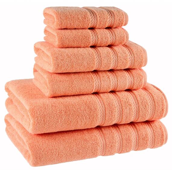 American Soft Linen, 6-teiliges Handtuch-Set, 100% türkische Baumwolle, saugfähig, langlebig, weich und flauschig, Hotel- und Spa-Badehandtücher, 610 g/m², Badwäsche-Set, Malibu Pfirsichfarben