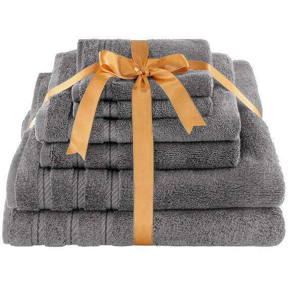 American Soft Linen, Handtuch-Set, 100% türkische Baumwolle, 6-teilig, saugfähig, langlebig, weich und flauschig, für Hotel- und Spa-Badetücher, 2 Handtücher (Badwäsche-Set, Rockridge Grey)