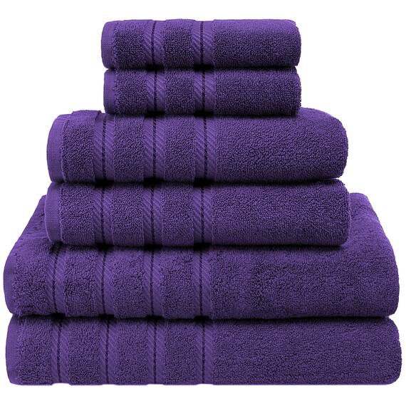 American Soft Linen Handtuch-Set, 100% türkische Carde-Baumwolle, 6-teilig, 560 g/m² Handtücher für Badezimmer, superweich, 2 Badetücher, 2 Handtücher, 2 Waschlappen, Rich Purple