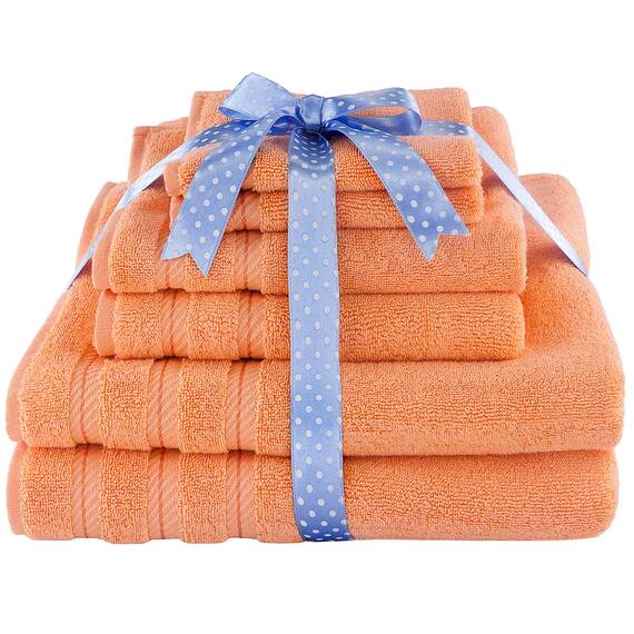 American Soft Linen, 6-teiliges Handtuch-Set, 100% türkische Baumwolle, saugfähig, langlebig, weich und flauschig, Hotel- und Spa-Badehandtücher, 610 g/m², Badwäsche-Set, Malibu Pfirsichfarben