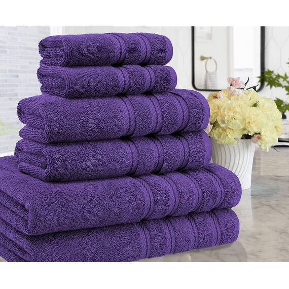 American Soft Linen Handtuch-Set, 100% türkische Carde-Baumwolle, 6-teilig, 560 g/m² Handtücher für Badezimmer, superweich, 2 Badetücher, 2 Handtücher, 2 Waschlappen, Rich Purple