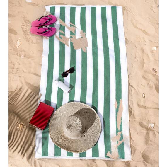 American Soft Linen Strandtücher, Cabana gestreift, 100 % Baumwolle, gemischte Farben, 76.2x152.4 cm, übergroße Strandtücher, weiche, saugfähige, sandfreie Badetücher (blau, gelb, orange), 4 Stück