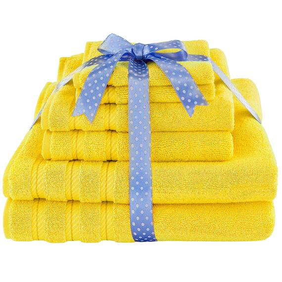 American Soft Linen Handtuch-Set, 100 % Carde-Baumwolle, 6-teilig, 590 g/m², schwer, weich, saugfähig, türkische Handtücher für Badezimmer, Sonnengelb
