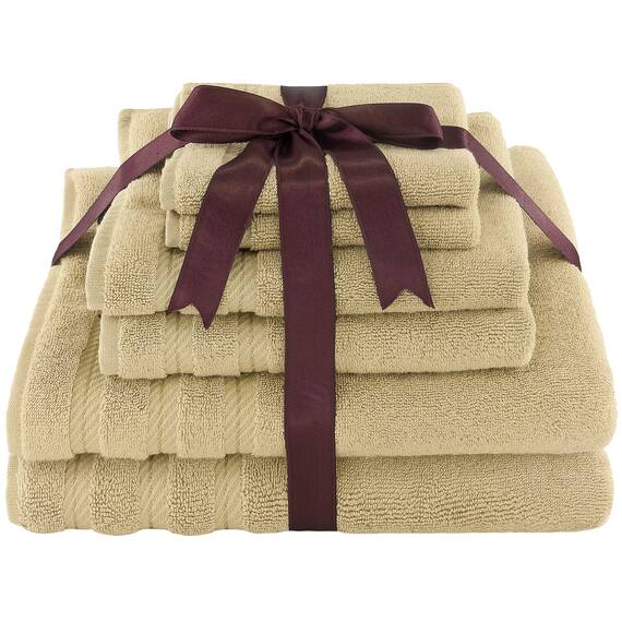 American Soft Linen Handtuch-Set, 100% Baumwolle, 590 g/m², schwer, weich, saugfähig, türkische Handtücher für Badezimmer, Sandtaupe, 6-teilig
