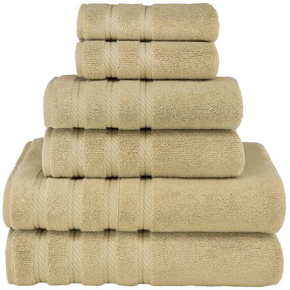 American Soft Linen Handtuch-Set, 100% Baumwolle, 590 g/m², schwer, weich, saugfähig, türkische Handtücher für Badezimmer, Sandtaupe, 6-teilig