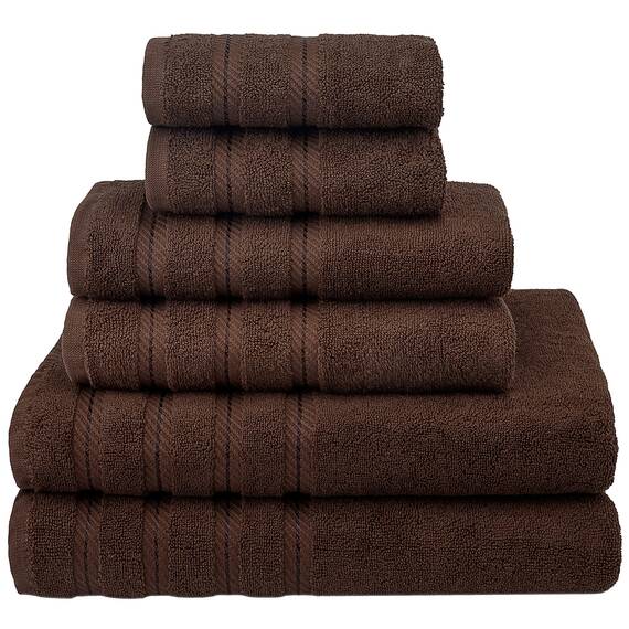 American Soft Linen, Handtuch-Set, 100% türkische Baumwolle, 6-teilig, saugfähig, langlebig, weich und flauschig, für Hotel- und Spa-Badetücher, 610 g/m², 2 Badetücher (Badwäsche-Set, braun)