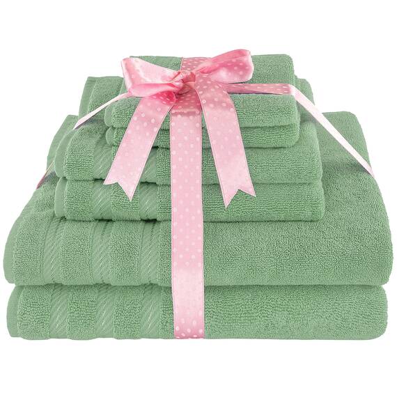 American Soft Linen, Handtuch-Set, 100% türkische Baumwolle, 6-teilig, saugfähig, langlebig, weich und flauschig, für Hotel- und Spa-Badetücher, 610 g/m², 2 Badetücher (Badwäsche-Set, Salbeigrün)