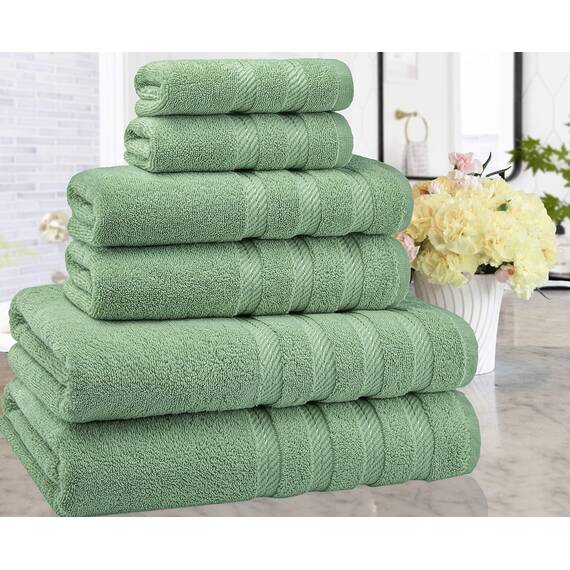 American Soft Linen, Handtuch-Set, 100% türkische Baumwolle, 6-teilig, saugfähig, langlebig, weich und flauschig, für Hotel- und Spa-Badetücher, 610 g/m², 2 Badetücher (Badwäsche-Set, Salbeigrün)
