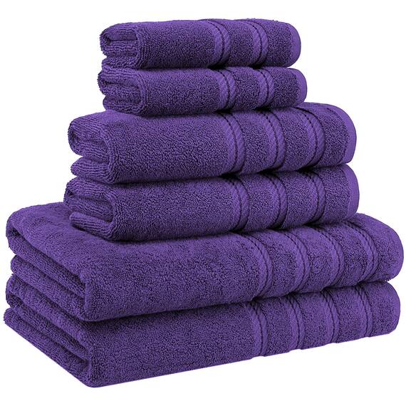 American Soft Linen Handtuch-Set, 100% türkische Carde-Baumwolle, 6-teilig, 560 g/m² Handtücher für Badezimmer, superweich, 2 Badetücher, 2 Handtücher, 2 Waschlappen, Rich Purple