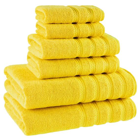 American Soft Linen Handtuch-Set, 100 % Carde-Baumwolle, 6-teilig, 590 g/m², schwer, weich, saugfähig, türkische Handtücher für Badezimmer, Sonnengelb