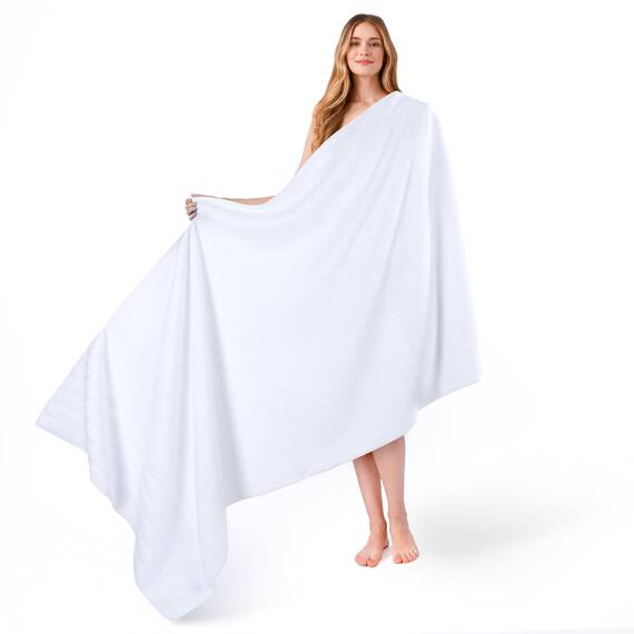 American Soft Linen Großes Jumbo-Badetuch aus 100% türkischer echter Baumwolle, 35 x 70 cm, Premium-& Luxus-Handtücher für Badezimmer, maximale Weichheit & saugfähiges Badelaken, helles Weiß