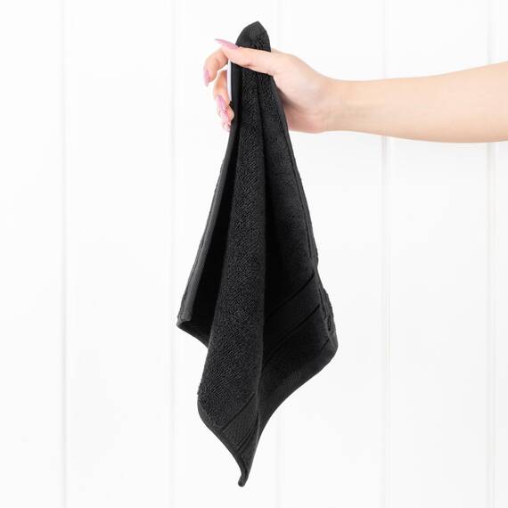 American Soft Linen Salem 4-teilige Waschlappen-Sets, Luxuriöse 100% Baumwolle für Badezimmer, 33 x 33 cm, Premium-Qualität, Schwarz