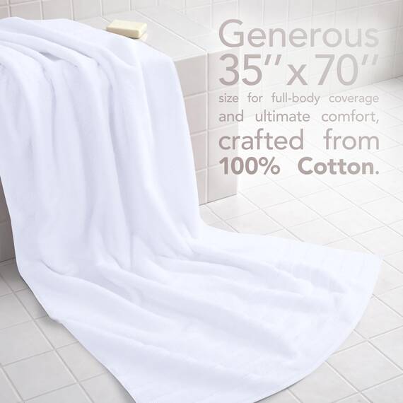 American Soft Linen Großes Jumbo-Badetuch aus 100% türkischer echter Baumwolle, 35 x 70 cm, Premium-& Luxus-Handtücher für Badezimmer, maximale Weichheit & saugfähiges Badelaken, helles Weiß