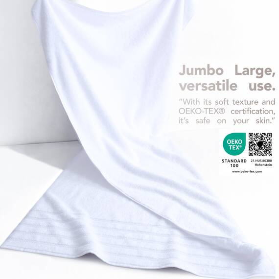 American Soft Linen Großes Jumbo-Badetuch aus 100% türkischer echter Baumwolle, 35 x 70 cm, Premium-& Luxus-Handtücher für Badezimmer, maximale Weichheit & saugfähiges Badelaken, helles Weiß