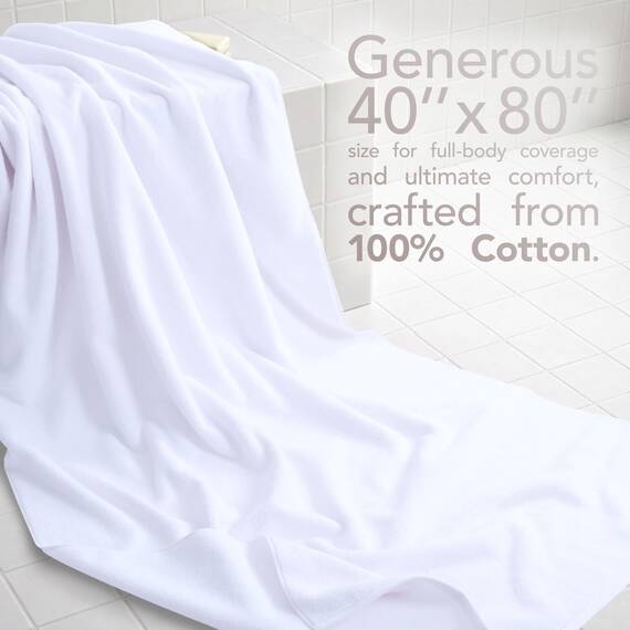 American Soft Linen Übergroßes Badetuch für Badezimmer, 100% Baumwolle, türkisches Jumbo-Badetuch für Erwachsene, 100% Baumwolle, weißes Badetuch
